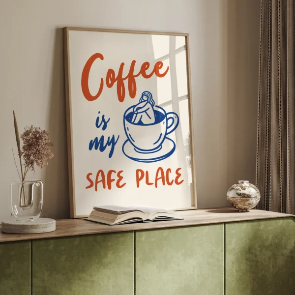 Retro Wandbild – Kaffee ist mein sicherer Ort