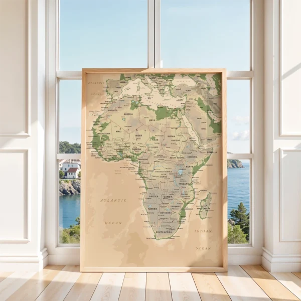 Vintage Map of South America Poster – Retro Art Print Africa Map Poster – Retro Wall Print for Home Decor
