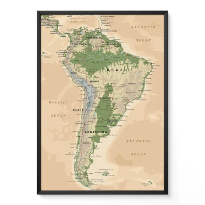 Vintage Map of South America