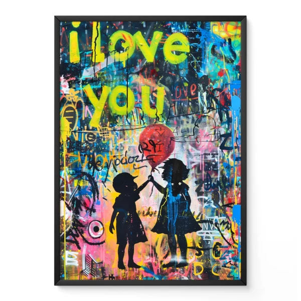 I Love You Graffiti Wall Art – Banksy Style Poster