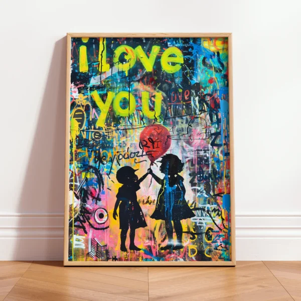 I Love You Graffiti Wall Art – Banksy Style Poster