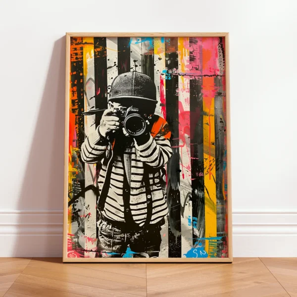 Banksy Style Wall Art – Graffiti Kid Photographer Poster