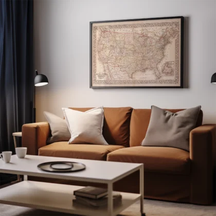 Vintage USA Map Wall Art