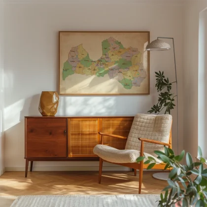 Retro Latvia Map Wall Art