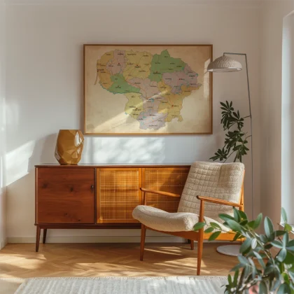 Retro Lithuania Map Wall Art
