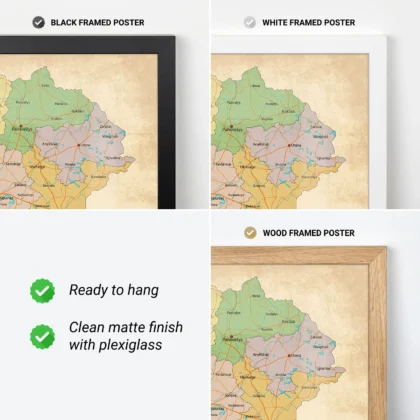 Retro Lithuania Map Wall Art