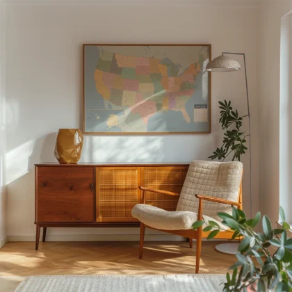 Retro USA Map Wall Art