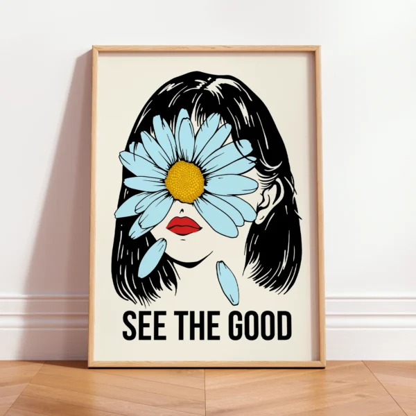 Floral Poster – Many Have Sight but Few Have Vision Retro Wall Art Print – Flower Face Girl Poster