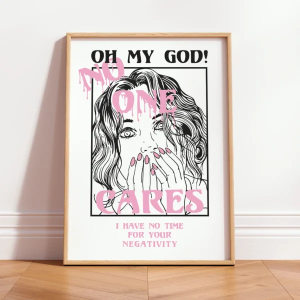 Retro Wall Decor – No One Cares Comic Style Girl Poster