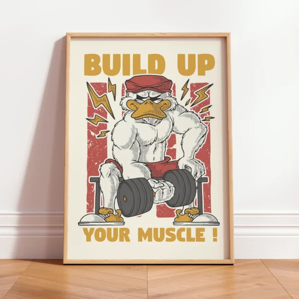 Gym Motivation Poster – Funny Muscle Duck Fitness Wall Art
