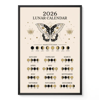 2026 Lunar Calendar with Butterfly – Minimalist Design
