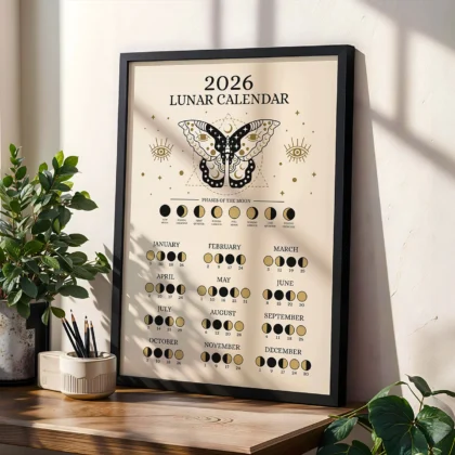 2026 Lunar Calendar with Butterfly – Minimalist Design