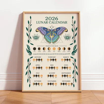 Wandbild – Mondkalender 2026 mit Schmetterling