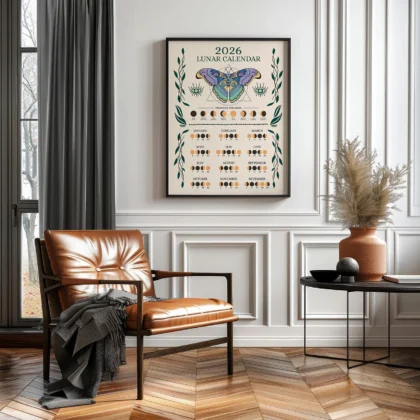 Wandbild – Mondkalender 2026 mit Schmetterling