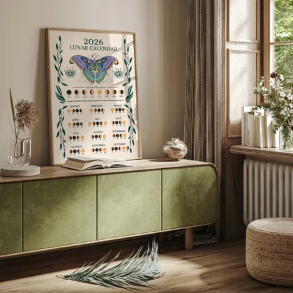 Wandbild – Mondkalender 2026 mit Schmetterling