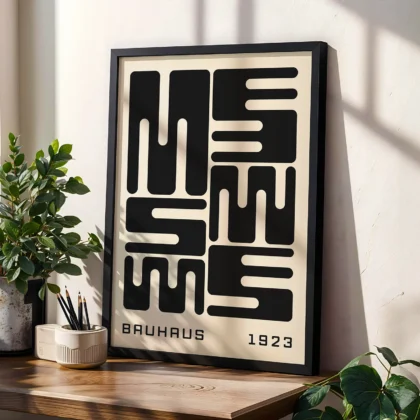 Bauhaus Wandbild – Schwarze Stadtblöcke