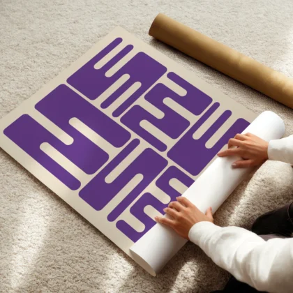 Bauhaus Wandbild – Violette Stadtblöcke