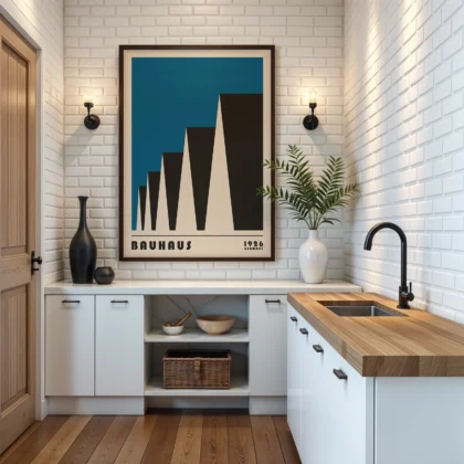 Bauhaus Wandbild – Stadtrhythmus Blau