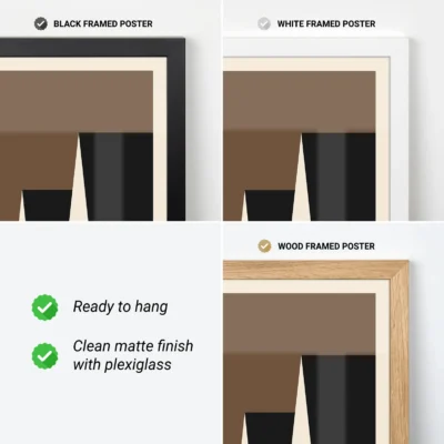 Bauhaus exhibition 1923 factory roofs poster with framing options, brown Bauhaus minimalist wall art.