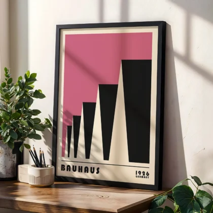 Bauhaus paveikslas – Miesto ritmas (rožinė)
