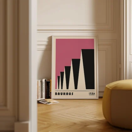 Bauhaus paveikslas – Miesto ritmas (rožinė)