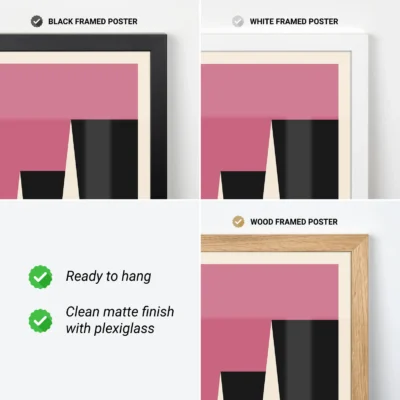 Bauhaus poster 1923 factory roofs pink with framing options, minimalist Bauhaus wall art.