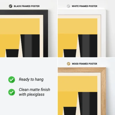 Bauhaus poster 1923 factory roofs yellow with framing options, minimalist Bauhaus wall art.