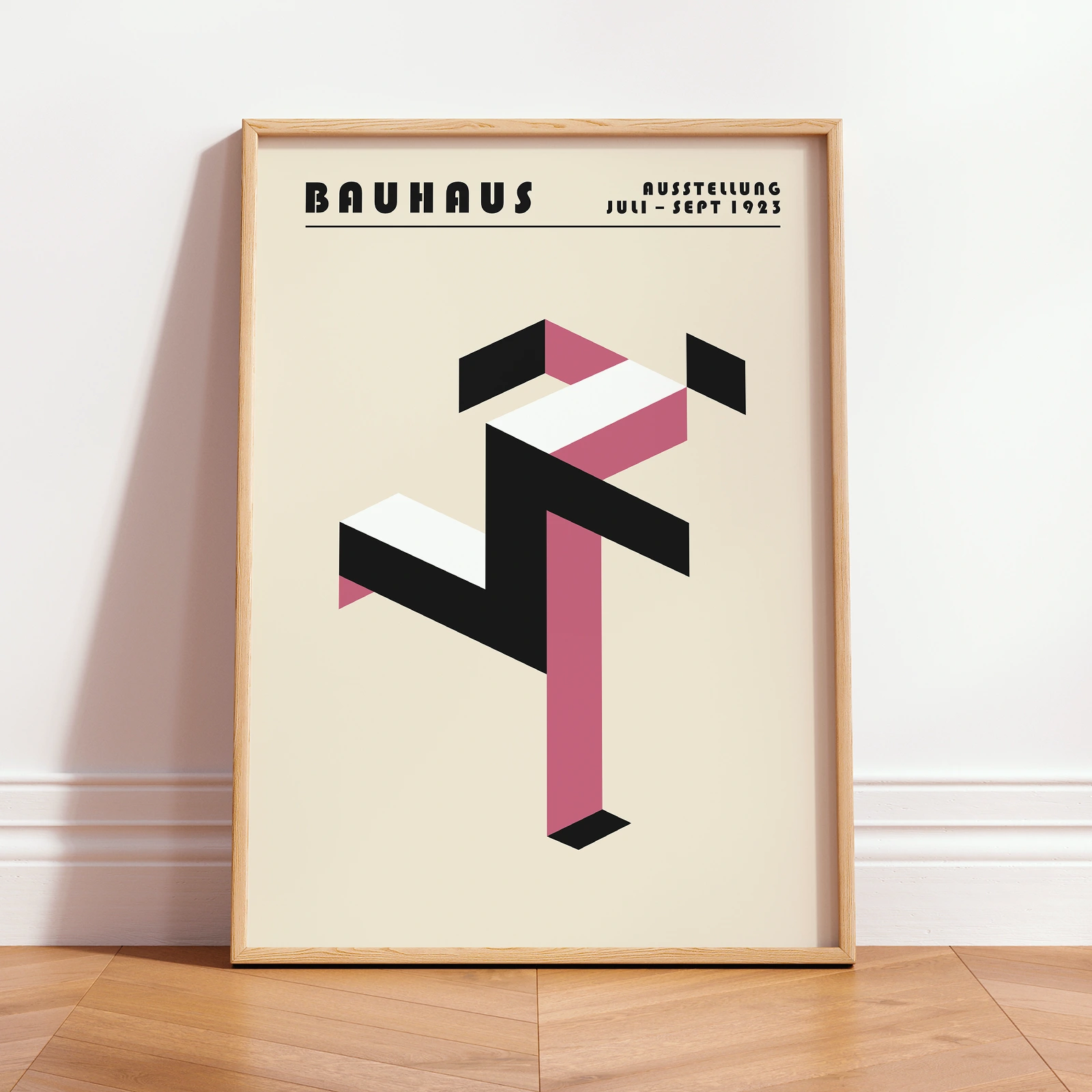 Art Print Bauhaus Running Man Poster Pink