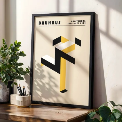 Bauhaus Wandbild – Laufender Mensch Gelb