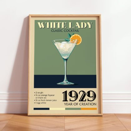 Cocktail Wall Art – White Lady Art Print