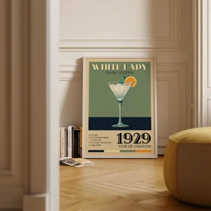 Cocktail Wall Art – White Lady Art Print
