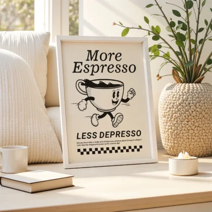Paveikslas – More Espresso Less Depresso (Juodas)