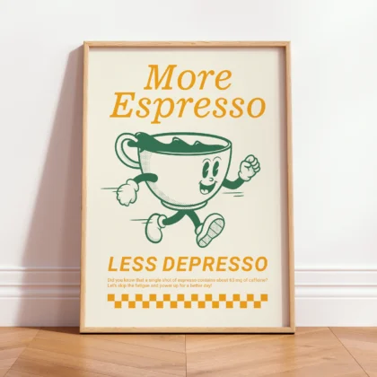 Wandbild – More Espresso Less Depresso (Mehrfarbig)