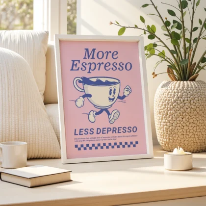 Wandbild – More Espresso Less Depresso (Mehrfarbig)