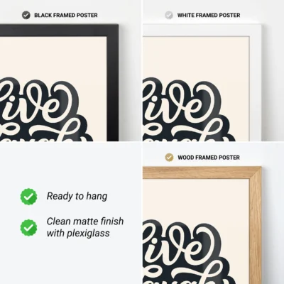 Multiple variations of “Live Laugh Love” posters in print and digital formats.