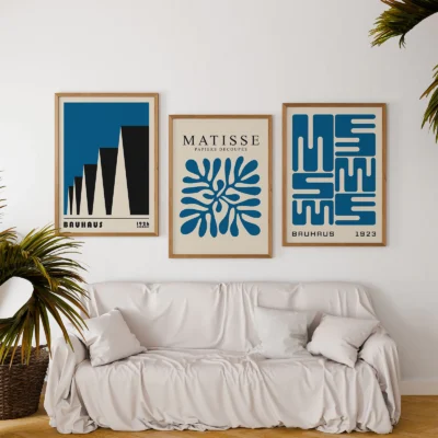 Bauhaus Print Set of 3 – Blue Forms