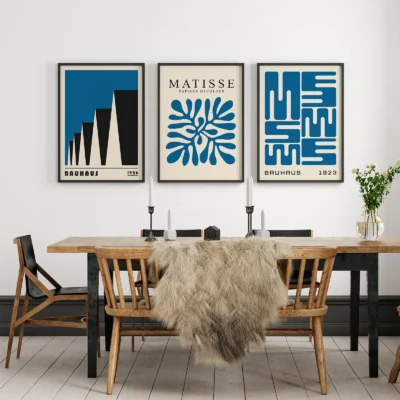 Bauhaus Print Set of 3 – Blue Forms