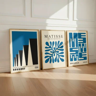 Bauhaus Print Set of 3 – Blue Forms
