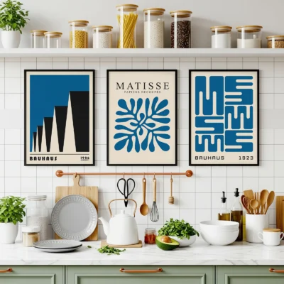 Bauhaus Print Set of 3 – Blue Forms