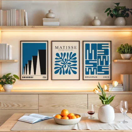 Bauhaus Print Set of 3 – Blue Forms