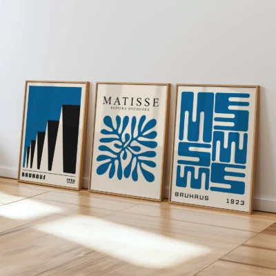 Bauhaus Print Set of 3 – Blue Forms
