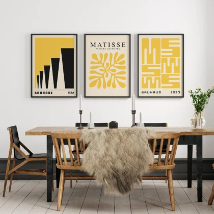 Bauhaus Print Set of 3 – Yellow Forms