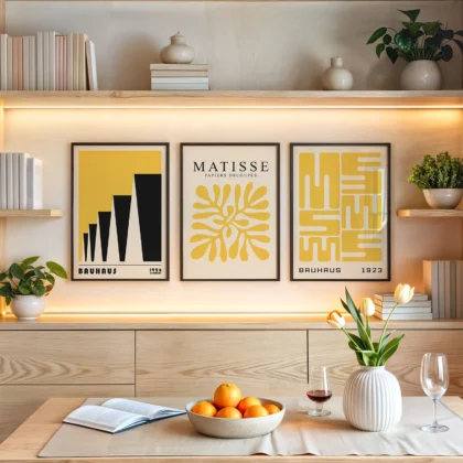 Bauhaus Print Set of 3 – Yellow Forms