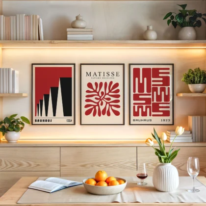 Bauhaus Print Set of 3 – Red Forms