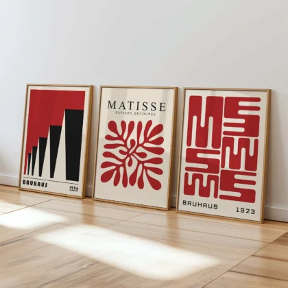 Bauhaus Print Set of 3 – Red Forms