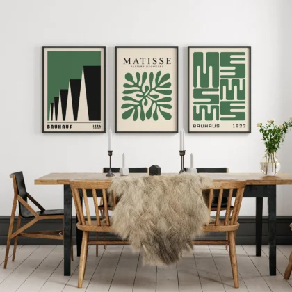 Bauhaus Print Set of 3 – Green Forms