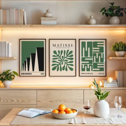 Bauhaus Print Set of 3 – Green Forms