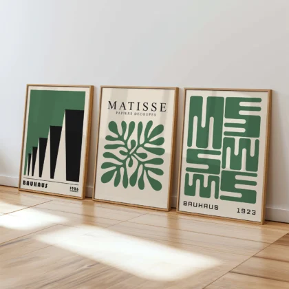 Bauhaus Print Set of 3 – Green Forms