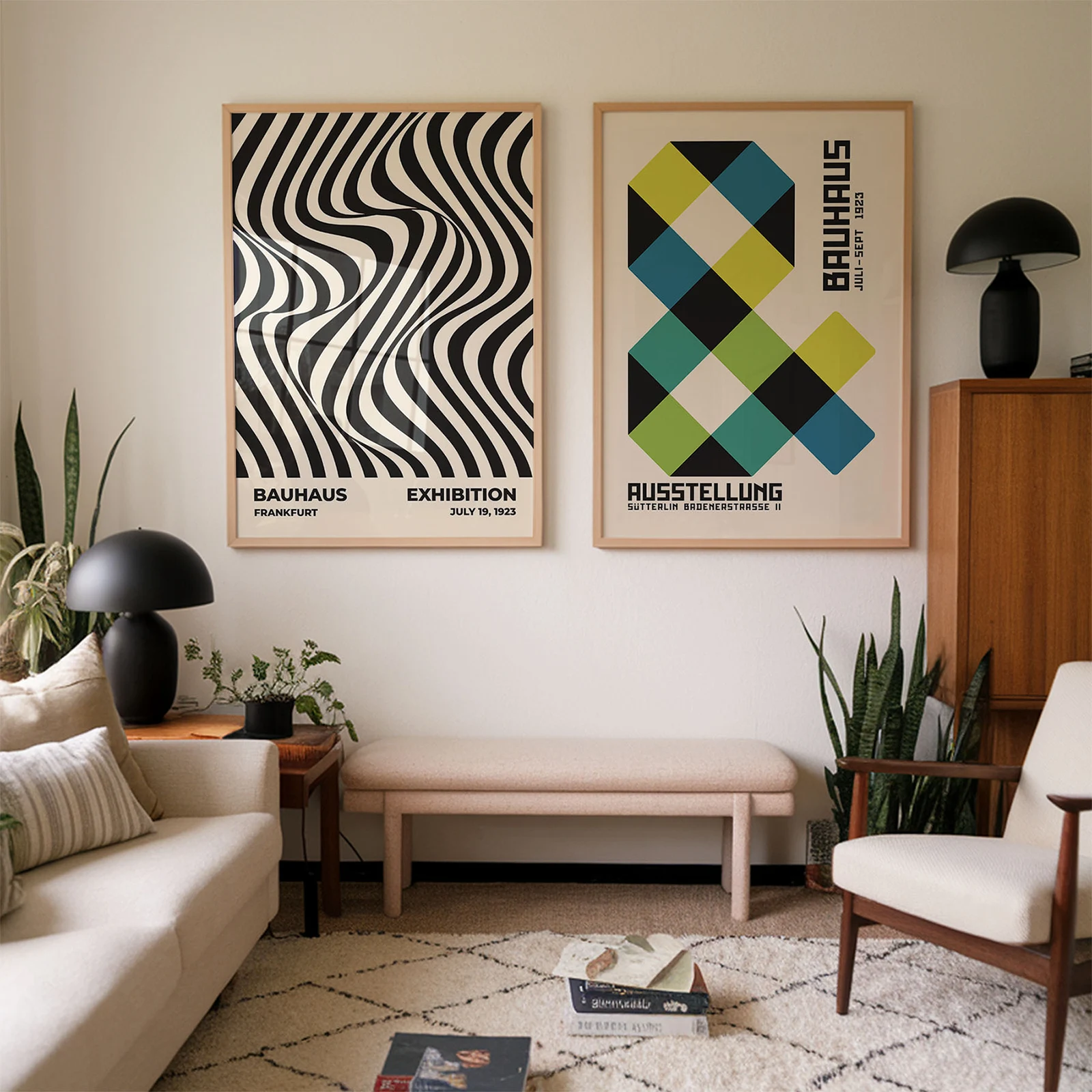 Bauhaus 2 Piece Art Set – Modern Abstract Wall Decor