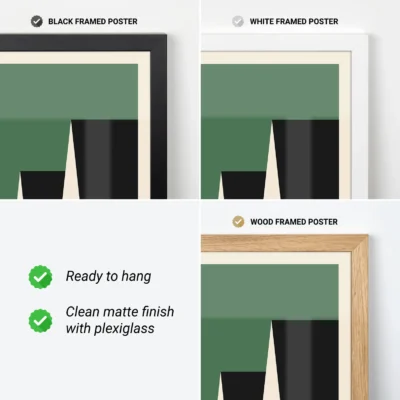 Bauhaus posters in various frame finishes – black, white, wood